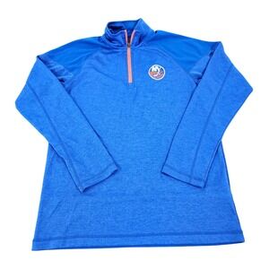 New York Islanders Royal Blue Heathered Long Sleeve Performance  1/4 Zip Mens M